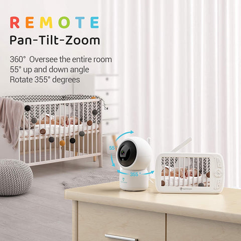 Baby Monitor with Remote Pan-Tilt-Zoom Camera, 3.5” Large Display Video Baby  Monitor with Camera and Audio, Infrared Night Vision, Two Way Talk, Room  Temperature